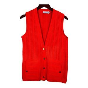Vintage LeRoy Women's Knit Sweater Vest Red/Orange M/L